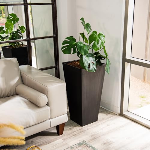 XBrand 28-Inch Tapered Planter, Large Indoor and Outdoor Plant Pot, Black, Modern Decorative Planter for Patio, Porch, Garden, Home and Entryway Décor - Image 2