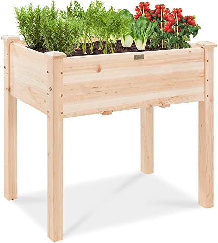 Best Choice Products 34x18x30in Raised Garden Bed, Elevated Wood Planter Box Stand for Kids, Backyard, Patio, Balcony w/Bed Liner, 150lb Capacity - Natural by BestChoiceProducts