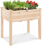 Best Choice Products 34x18x30in Raised Garden Bed, Elevated Wood Planter Box Stand for Kids, Backyard, Patio, Balcony w/Bed Liner, 150lb Capacity - Natural by BestChoiceProducts