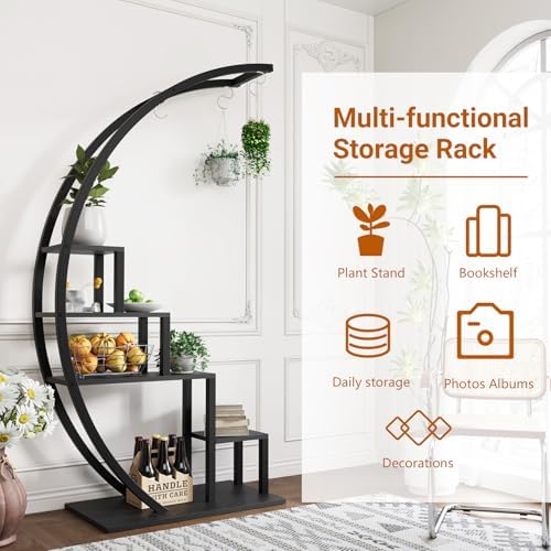 GarveeLife Plant Stand Indoor 5 Tier, Metal Half Moon Plant Shelf 2 Pack - Image 5