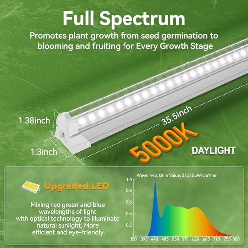 Elaruslux 3FT Plant Grow Light,5000K Full Spectrum White,192W(6 x 32W), LED Grow Light Strips with Timer, Aluminum Reflector, Linkable,Plant Growing Lamp Fixture for Greenhouse Indoor 6pcs - Image 3