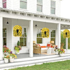 HyeFlora Artificial Fake Hanging Flowers Plants Baskets for Outdoor Outside, Faux Silk Yellow Morning Glory Flowers UV Resistant Look Real Hanging Planter for Home Porch Patio Balcony Yard Decor - Image 6