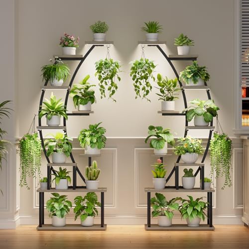 2 Pack Plant Stand Indoor with Grow Lights, 9 Tier Large Tall Plant Shelf - Image 2