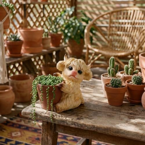 Highland Cow Planter, Whimsical Farmhouse Decorative Flower Pot - Image 5