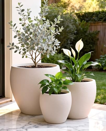 homenote 14.5/12/9.6 Inch Large Plastic Flower Pots with Drainage (3 Pcs) - Image 5