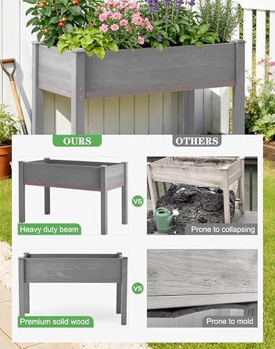 Raised Garden Bed with Legs, 48×24×30 Cedar Wood Elevated Planter Box - Image 3