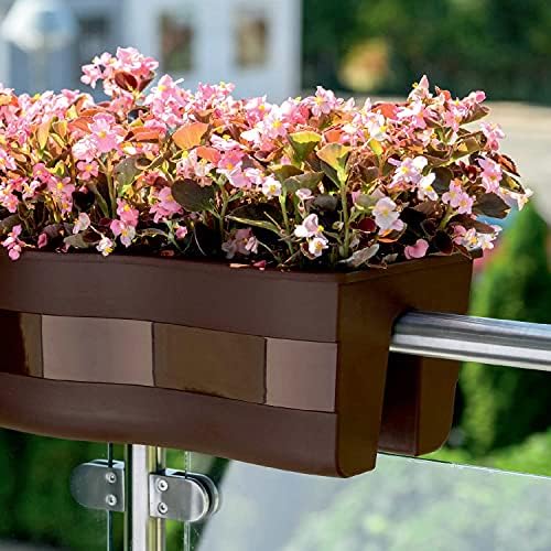 Ridge Rail Long Rectangular Flower Pot, Brown, 2 Pack - Image 5