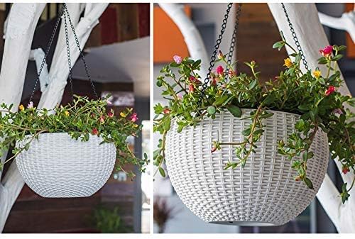 Plastic Hanging Flower Pots –Planters with Chain, 7.1 Inch Diameter, for Indoor Outdoor Balcony Garden, Lightweight Plant Holders for Home Decor Set of 3 (White) - Image 6