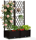 Raised Garden Bed with Trellis, Outdoor Free-Standing Trellis Planter Box with Drainage Holes, Privacy Planter for Patio, Above Ground Elevated Garden Bed for Outdoor Climbing Plants Vines (Brown) by Unknown