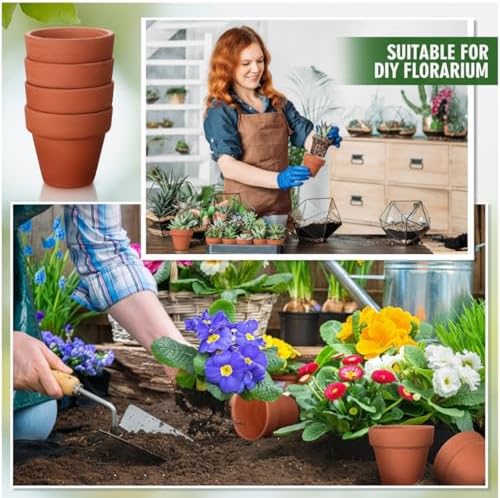 Sliner 150 Pcs Small Clay Pots 2 Inch Terracotta Plant Pots Plant Planters Bulk with Drainage Hole Mini Terra Cotta Cactus Flower Nursery Succulent Terracotta Planter for Indoor Outdoor Craft Wedding - Image 5