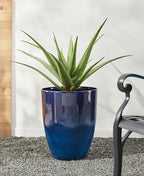 Glitzhome 16.75" H Garden Tall Planter Pots,Set of 2 Morden Round Faux Ceramic Tall Planter with Drainage Holes,Large Flower Pots for Outdoor Indoor,Cobalt Blue - Image 5