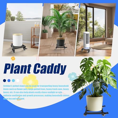 2PCS 8 Inch Plant Caddy with Wheels Lockable Heavy Duty Trolley Large Metal Square Plant Dolly Plant Roller Base Potted Stand Suitable for Indoor Outdoor Plant Pots Black - Image 6