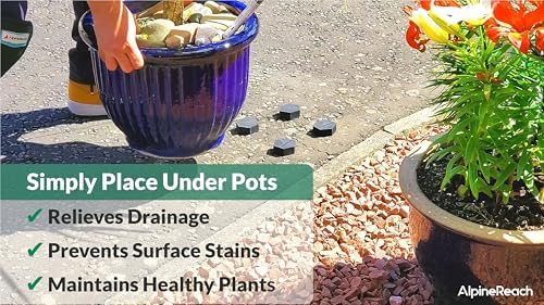 AlpineReach Extra Heavy Duty Pot Feet Risers 20 Pack Hexagons & Adhesive Pads - Protect Healthy Plants - Strong Invisible Supports Small Large Flower Planters Stability - Outdoor Lifter Toes Elevator - Image 2