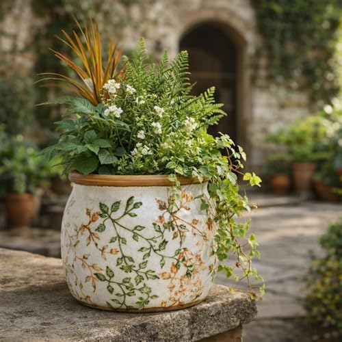 Vintage Ceramic Flower Pot, 6.5 & 9in, with Drainage & Filter - Image 6
