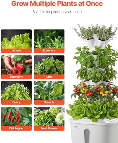 VEVOR Hydroponic Tower, 30 Pods 6 Tiers Hydroponics Growing System Kit with App Control, Vertical Home Garden with 20L Water Tank & Pump, Planter Germination Kit for Indoor Herbs, Fruits, Vegetables - Image 6