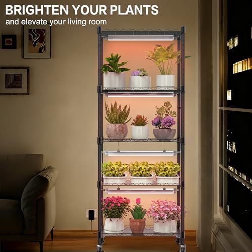 Plant shelf with grow light, 5-Tier 96W 23.2"L x 13.4"W x 61.4"H - Image 2