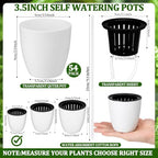 Self Watering Plant Pots, 3.5'', White Black, 54 Pcs - Image 2