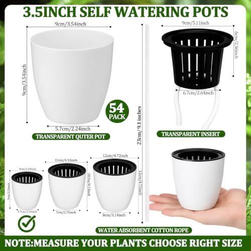 Self Watering Plant Pots, 3.5'', White Black, 54 Pcs - Image 2