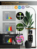 24W Grow Lights for Indoor Plants, Full Spectrum LED Plant Light With Stand - Image 3