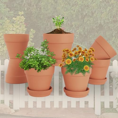 4 Inch Clay Pot for Plant with Saucer, Flower Pot with Tray, 12 Pack Small Terra Cotta Plant Pot with Drainage Hole, Terracotta Pot for Indoor Outdoor Plant, Great for Plants (4inch 12Pack) - Image 3
