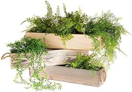 20" Rectangular Rustic Wood Planter with Handle and Plastic Liner l Rustic Barn Wood l Country Style, Home and Wedding Decorations, Garden Ornaments (20x4 w Handle Set of 2, Natural) - Image 4