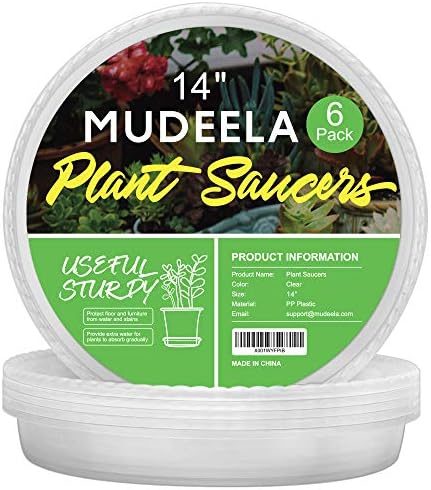 MUDEELA 6-Pack Plastic Plant Saucers Tray for Indoor, 14 Inches, Clear by MUDEELA