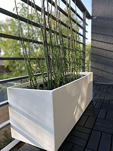 Belmont Rectangle Fiberglass Planter Box, White, L:36" x W:16" x H:16" - Image 4