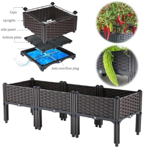 Elevated Planter Box with Legs Plastic Raised Garden Bed for Indoor Outdoor - Image 5