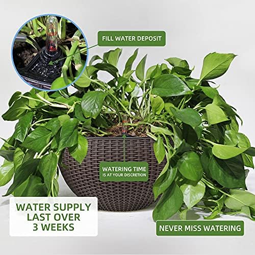 Dexceder 13.5 Inch Self Watering Hanging Planter (Brown) - Image 4