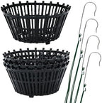 Set of 4 Large Black Strong Plastic Orchid Baskets 10 Inches Wide with Hangers for Orchids, Staghorn Ferns, Orchid Baskets for Outside, Plastic Orchid Pots with Holes by Desquiggle