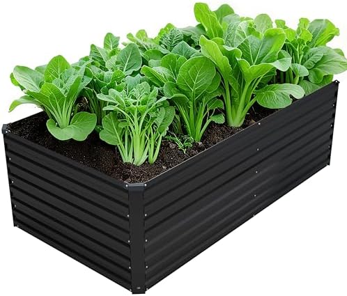 DIIYIV Galvanized Raised Garden Bed Kit Outdoor Patio,6x3x2ft Large Rectangular Metal Planter Boxes,Deep Root Box Planter for Gardening,Vegetables,Flowers,Herbs-Black by DIIYIV