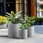 Kante Set of 3 Pale Gray Concrete Cylinder Round Planters for Modern Home - Image 4