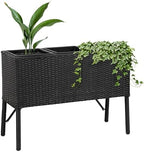 Sunnydaze 3-Section Wicker Raised Planter Box, 30.75" W x 11.75" D x 22" H by SunnydazeDecor