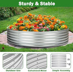 4x4x1ft Round Raised Garden Beds Outdoor Steel Fire Pit Ring Flower Planter - Image 4