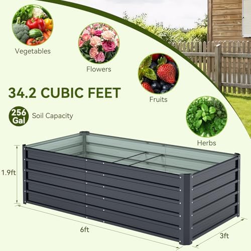 Ohuhu 6x3x1.9 FT Metal Raised Garden Bed Outdoor, Heavy Duty Planter Box - Image 6
