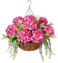Ammyoo Artificial Fuchsia Hydrangea Flowers with Hanging Basket for Decor by Ammyoo