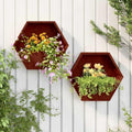Wall Planter Set of 2, Corten Steel Vertical Hanging Garden Pots for Balcony, Patio, and Garden, 18.1 x 3.9 x 15.7 Inches, Weathered Rustic Finish by Unknown