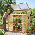 Wooden Cold Frame Greenhouse with Transparent Flip-Top Roof, Solid Wood Greenhouse Cabinet, Garden Raised Flower Plants Shelf Protection for Outdoor Indoor (Large) - Image 3