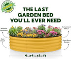 Round Galvanized Raised Garden Bed // 4×4×1 ft (2-Pack) Galvanized Raised Garden Beds Outdoor for Gardening, Vegetables, Flowers (Yellow) // Patented Tool-Free Design Round Planter - Image 4