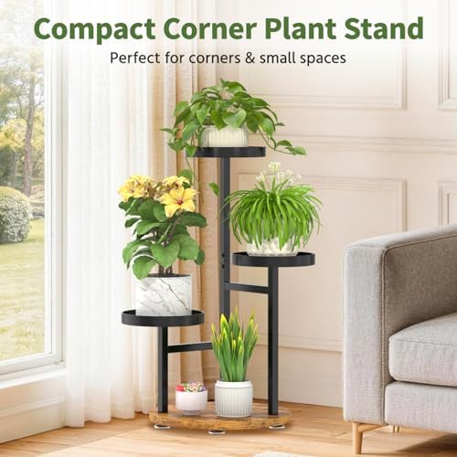 LASZOLA Corner Plant Stand Indoor Flower Shelf Tall, 3 Tiers Metal Black - Image 6