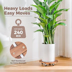 Bamworld Plant Caddy 12 Inch with Locking Wheels 4 Pack - Image 6