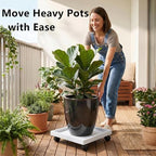 18.1 Inch Square Rolling Plant Caddy Saucer with Wheels, Heavy Duty Wheeled Planter Stand for Potted Plant, Coaster Roller Base Tray with Casters, Flower Pot Dolly Holder for Indoor Outdoor - Image 6