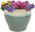 Sunnydaze Studio 18.5" Round Ceramic Planter, Gray Glaze by SunnydazeDecor