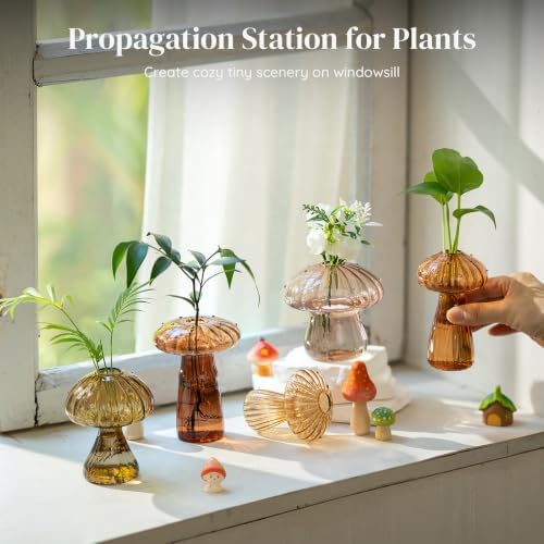 Glasseam Mushroom Plant Propagation Station, 10Pcs Small Glass Vases Bulk - Image 4