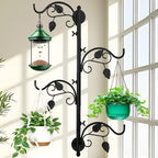 Rotating Window Plant Hanger Indoor and Outdoor, 4-Tier Wall Planters for Indoor Plants, Heavy-Duty Swivel Hanging Bracket, Hanging Plant Holder for Flower, Lamp, Bird Feeder and Wind Chime(Black) - Image 6
