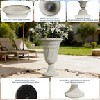 24" Tall Urn Planters for Outdoor Plants, Urns and Pedestal, Beige - Image 3