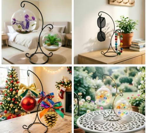 14.2 Inches Tall Iron Ornament Display Stand with Double Hooks, 【6 Pack】, Black Pothook Stand, Tabletop Ornament Hanger for Hanging Air Plants, Glass Terrariums, Planters, Pictures & Globes, Sturdy Balanced Tabletop Decor for Home Office Party Wedding ... - Image 4
