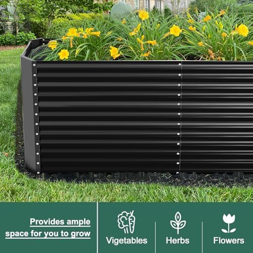 Land Guard 6x3x3ft Rectangular Galvanized Raised Garden Beds, Large-Capacity Metal Planter Box Outdoor, Durable Deep Raised Garden Bed 3ft Tall, Raised Beds for Gardening Vegetables, Dark Grey - Image 6