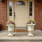 SOFE Vintage White Garden Planter Urns 18 Inches Tall, Handmade Antique - Image 4