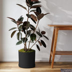 Bloem Mathers Round Planter with Saucer Tray: 12" - Black - Modern Design, Durable Plastic Pot, Removable Saucer, for Indoor & Outdoor Use, Gardening, 5.8 Gallon Capacity - Image 2